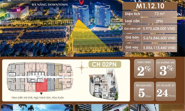 CĂN HỘ 2 PHÒNG NGỦ THE MERIDIAN – VIEW SÔNG ĐÀ NẴNG