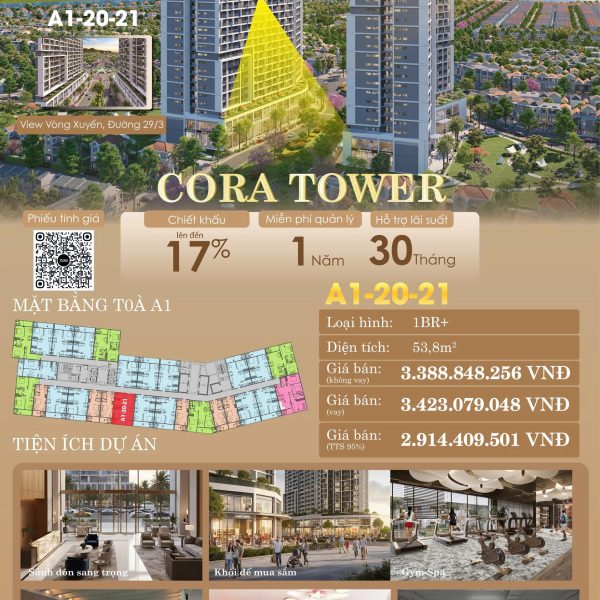 📈 Căn 1PN CORA Tower – Dòng Tiền Cho Thuê Ổn Định