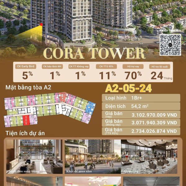 🌿 Sống Chuẩn Đô Thị Mới – Căn 1PN CORA TOWER