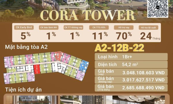 🌟 Căn 1PN CORA Tower – Không Gian Sống Hiện Đại